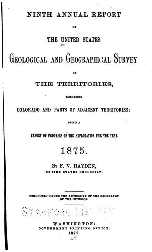 Cover for Annual Report of the United States Geological and Geographical Survey of the Territories ...