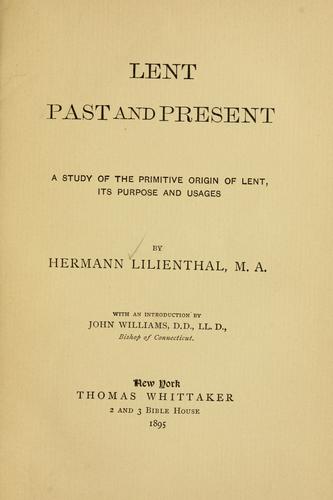 Cover for Lent, past and present