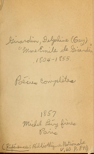 Cover for Poésies complètes