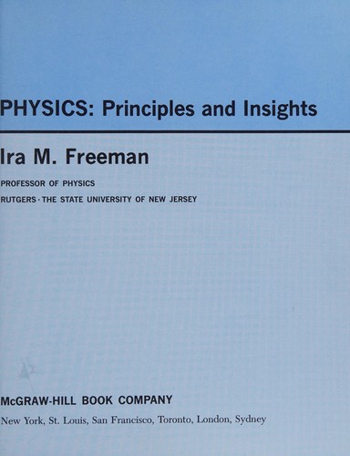 Cover for Physics; principles and insights