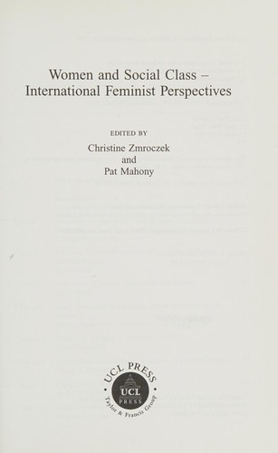 Cover for Women and social class