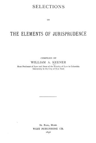 Cover for Selections on the elements of jurisprudence