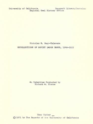 Cover for Recollections of Soviet Labor Camps, 1949-1955