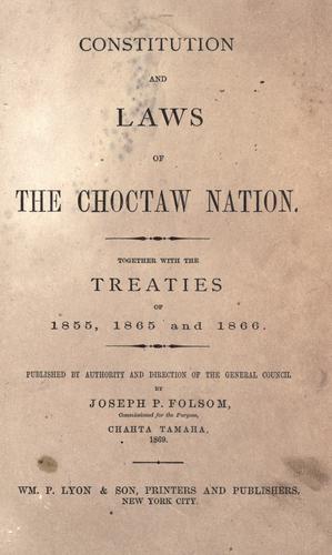Cover for Constitution and laws of the Choctaw nation.