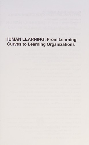 Cover for Human learning