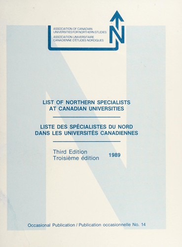 Cover for List of northern specialists at Canadian universities
