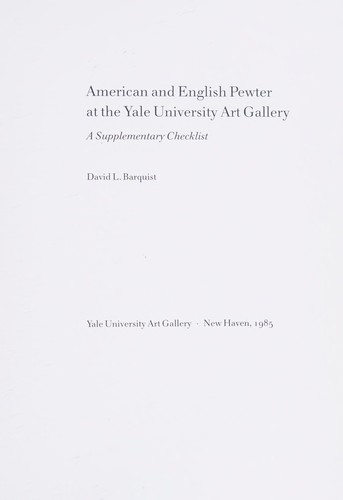 Cover for American and English pewter at the Yale University Art Gallery