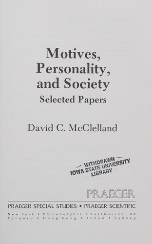 Cover for Motives, personality, and society