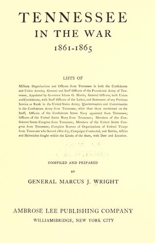 Cover for Tennessee in the war, 1861-1865