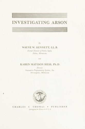 Cover for Investigating arson