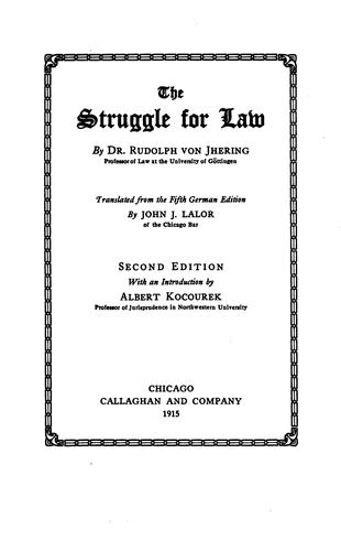 Cover for The struggle for law