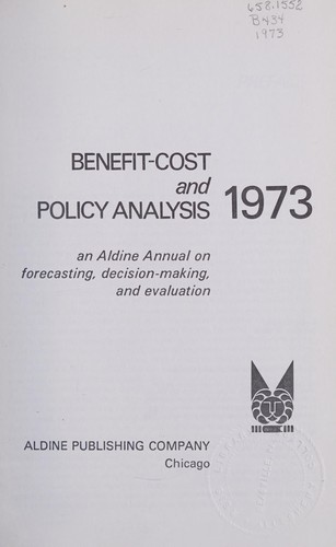 Cover for Benefit cost and policy analysis 1973
