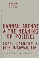 Cover for Hannah Arendt and the meaning of politics