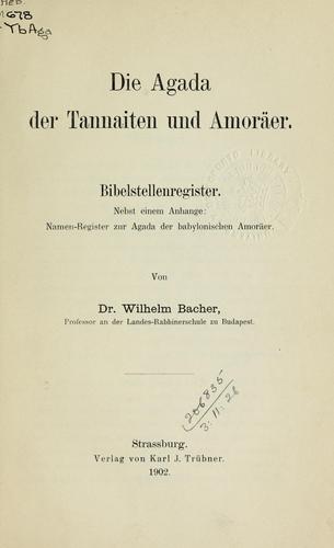 Cover for Die Agada der Tannaiten und Amoräer