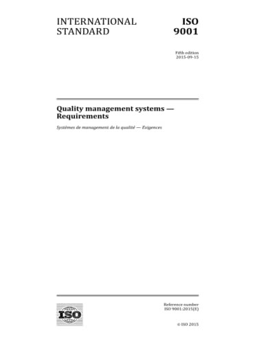 Cover for ISO 9001 : 2015, Fifth Edition