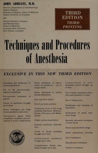 Cover for Techniques and procedures of anesthesia.