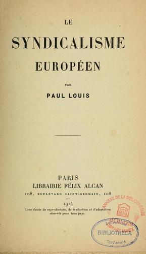 Cover for Le syndicalisme européen