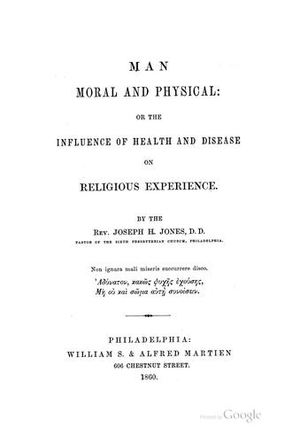 Cover for Man, moral and physical