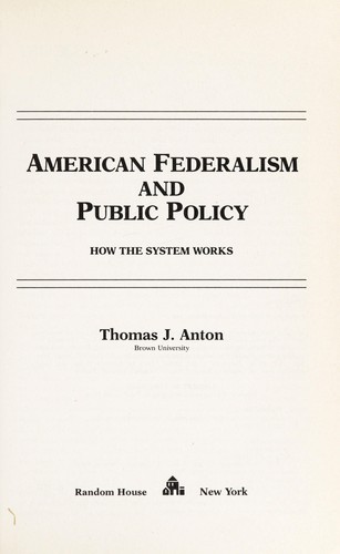 Cover for American federalism and public policy