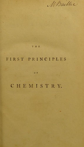 Cover for The first principles of chemistry