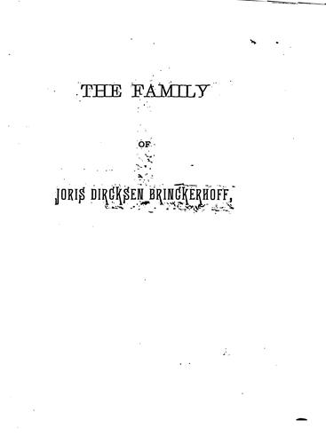 Cover for The Family of Joris Dircksen Brinckerhoff, 1638
