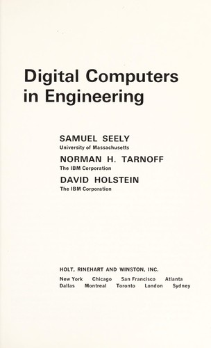 Cover for Digital computers in engineering