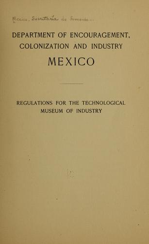 Cover for Regulations for the Technological Museum of Industry.