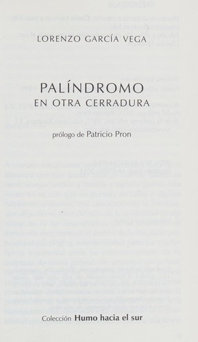 Cover for Palíndromo en otra cerradura