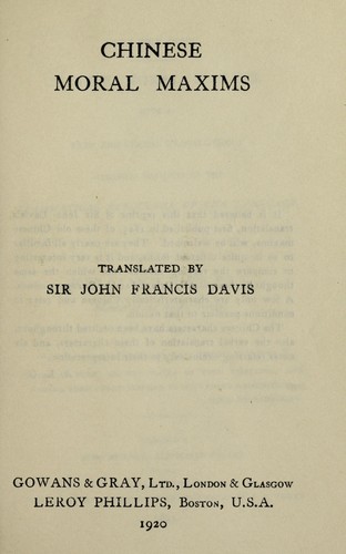 Cover for Chinese moral maxims
