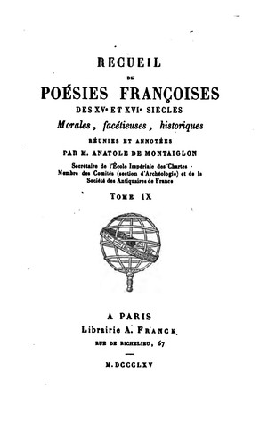 Cover for Recueil de poésies françoises des XVe et XVIe siècles: morales, facétieuses, historiques