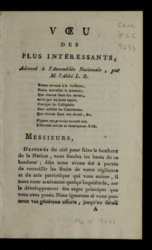 Cover for Voeu des plus inte ressants