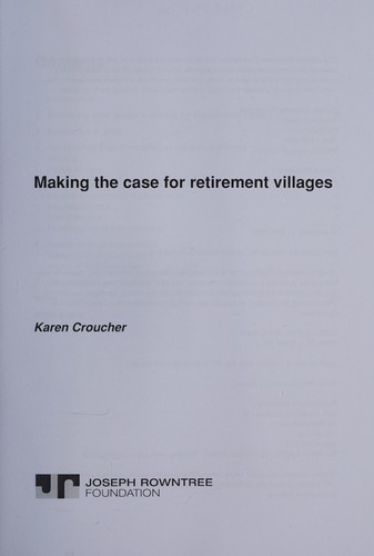 Cover for Making the Case for Retirement Villages