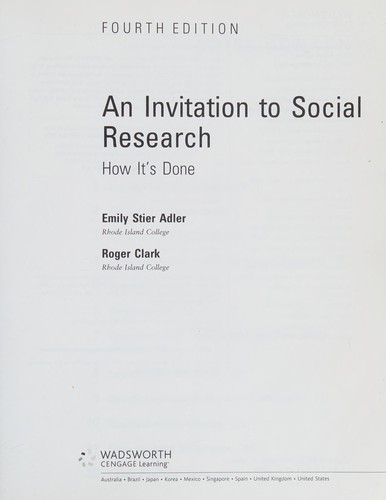 Cover for An invitation to social research