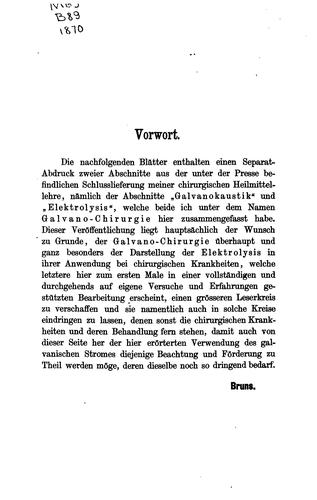 Cover for Die Galvano-Chirurgie; oder, Die Galvanokaustik und Elektrolysis bei chirurgischen Krankheiten