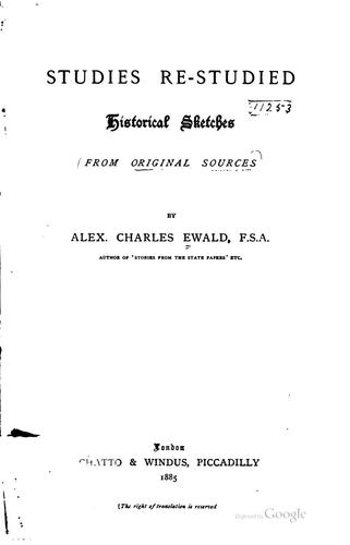 Cover for Studies re-studied: historical sketches from original sources