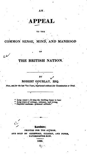 Cover for An Appeal to the Common Sense, Mind, and Manhood of the British Nation