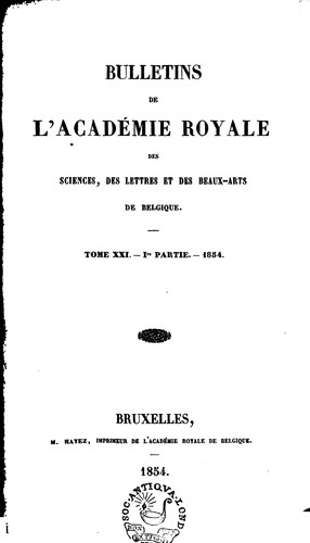 Cover for Bulletins de l'Académie royale des sciences, des lettres et des beaux-arts de Belgique