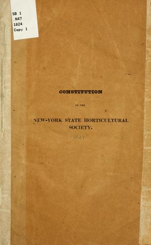 Cover for Constitution of the New-York state horticultural society