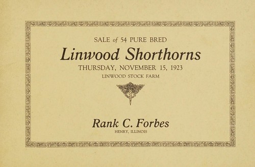 Cover for Linwood "shorthorns of quality"