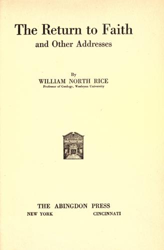 Cover for The return to faith