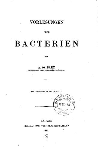 Cover for Vorlesungen über Bacterien