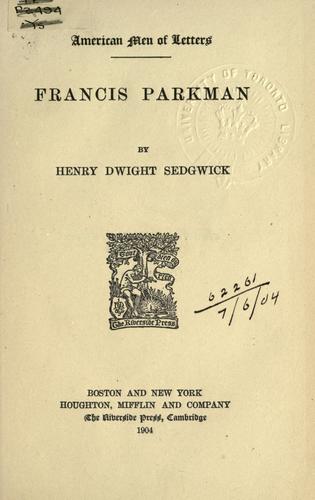 Cover for Francis Parkman.