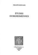 Cover for Études Durkheimiennes
