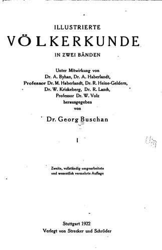 Cover for Illustrierte Völkerkunde, in zwei Bänden