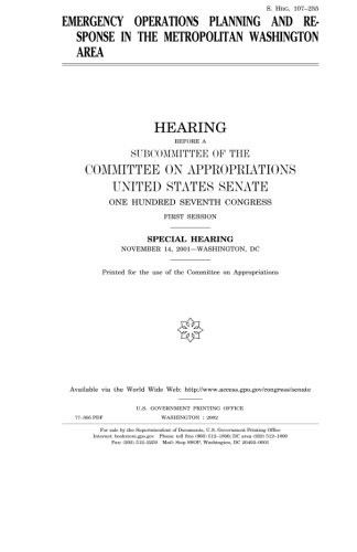 Cover for Emergency operations planning and response in the Metropolitan Washington Area