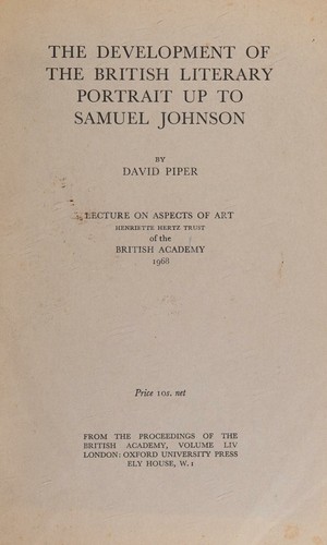 Cover for THE DEVELOPMENT OF THE BRITISH LITERARY PORTRAIT UP TO SAMUEL JOHNSON