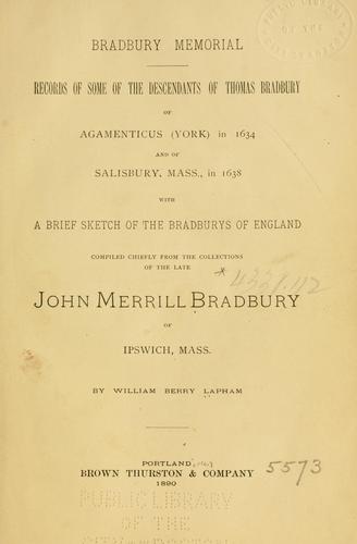 Cover for Bradbury memorial.