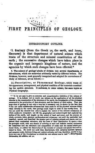 Cover for Wells's First Principles of Geology: A Text-book for Schools, Academies and ...