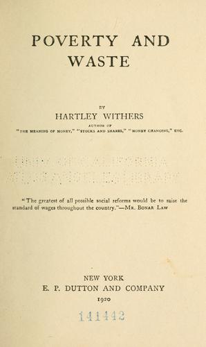 Cover for Poverty and waste