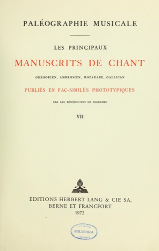 Cover for Paléographie musicale